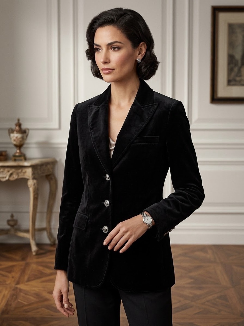 Banana Republic Luxe Black Velvet Tailored Blazer - Sz Medium